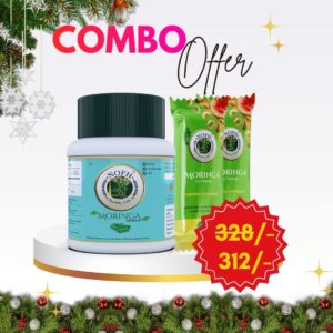 NOFH Combo I Organic Moringa Capsules 30 Pack and Two Moringa Nutribar 30 Gm