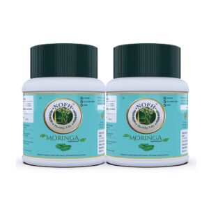 NOFH Organic Moringa Capsules 500 mg – Combo Pack of 2 (30 Capsules per Bottle) | Plant-Based | Certified Organic | Daily Wellness Supplement
