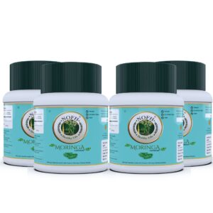 NOFH Organic Moringa Capsules 500 mg – Combo Pack of 4 (30 Capsules per Bottle) | Plant-Based | Certified Organic | Daily Wellness Supplement